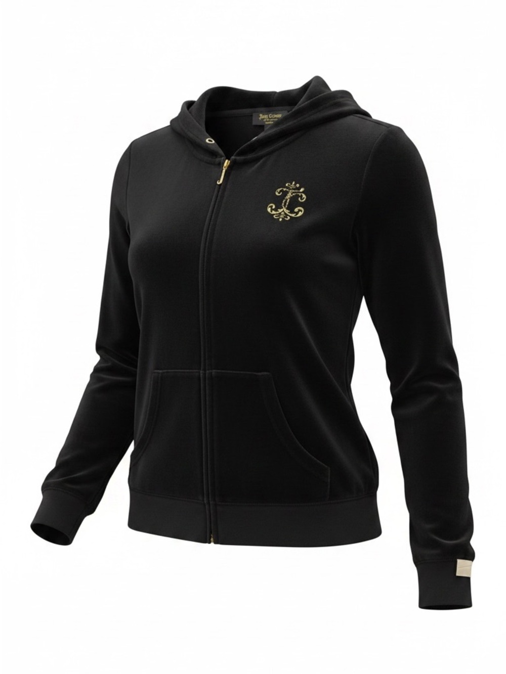 Vintage Juicy Couture Black Label Zip Hoodie with Gold Embellishments